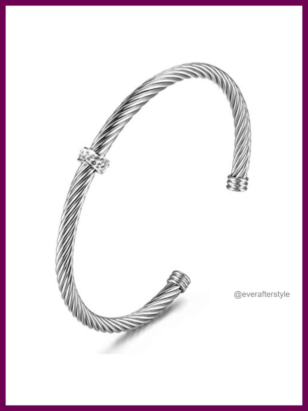 Twisted Cable Wire Cuff Bracelet Stainless Steel Polished Bangle for Women